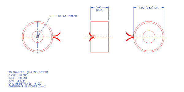 Specifications for Electromagnet, Tubular, Low Profile ELMATU038022