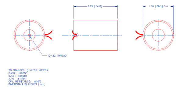 Specifications for Electromagnet, Tubular ELMATU038055