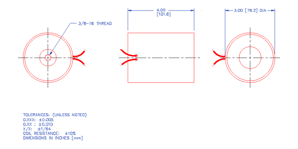 Specifications for Electromagnet, Tubular ELMATU076102