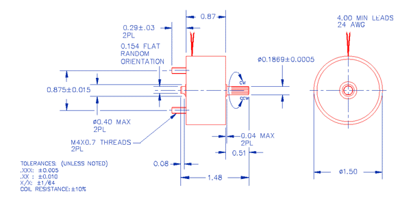 Specifications for Solenoid, Rotary, Counter-Clockwise, Fwd Shaft Ext SOCCM038022