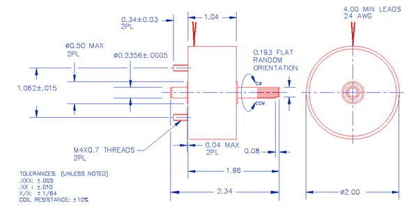 Specifications for Solenoid, Rotary, Counter-Clockwise, Fwd Shaft Ext SOCCM051026