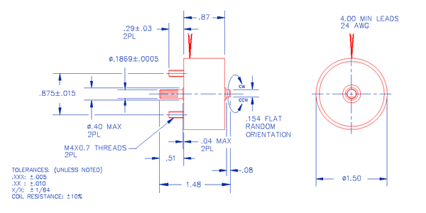 Specifications for Solenoid, Rotary, Counter-Clockwise, Rev Shaft Ext SOCCN038022