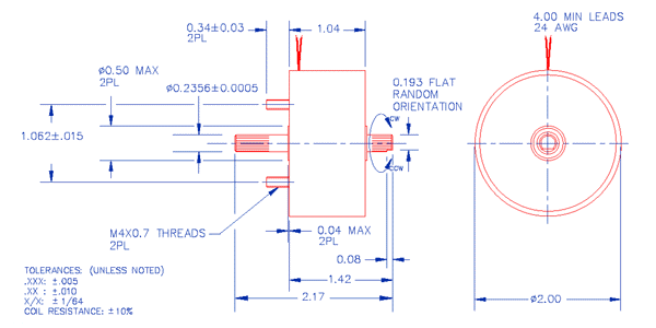 Specifications for Solenoid, Rotary, Counter-Clockwise, Rev Shaft Ext SOCCN051026