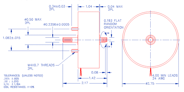 Specifications for Solenoid, Rotary, Counter-Clockwise, Rev Shaft Ext SOCCN070026