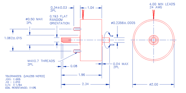 Specifications for Solenoid, Rotary, Clockwise, Rev Shaft Ext SOCWN051026