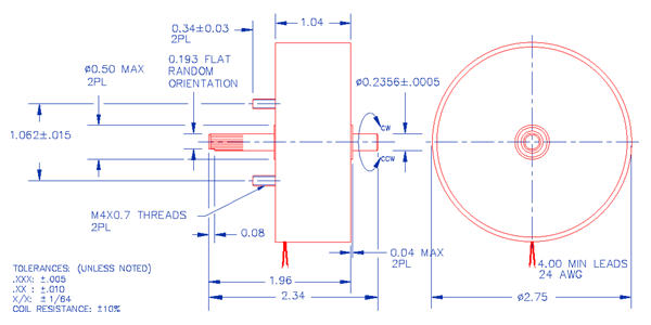 Specifications for Solenoid, Rotary, Clockwise, Rev Shaft Ext SOCWN070026