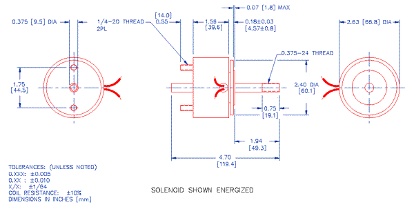 Specifications for Solenoid, Low Profile SOLOH067041
