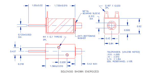 Specifications for Solenoid, Open Frame, Push Type SOOCH021044