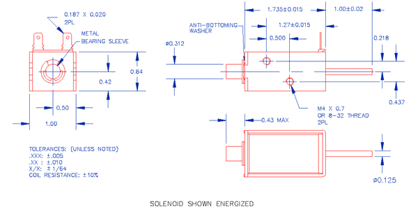 Specifications for Solenoid, Open Frame, Push Type SOODH021044