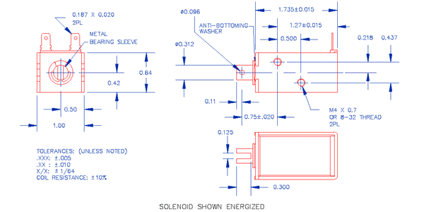 Specifications for Solenoid, Open Frame, Pull Type SOODL021044