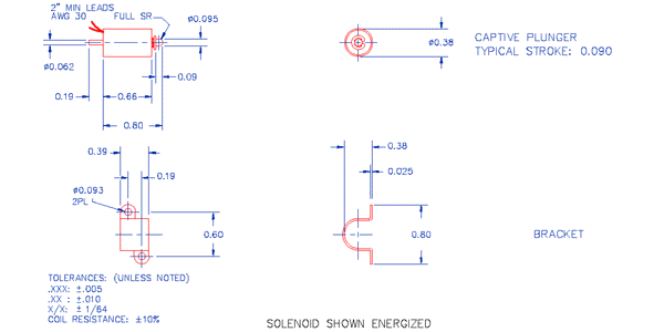 Specifications for Solenoid, Tubular,  Push Type SOTUH010017