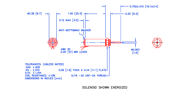 Specifications for Solenoid, Tubular,  Push Type SOTUH010025