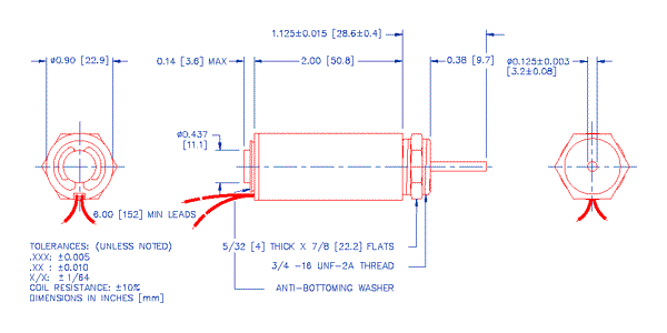 Specifications for Solenoid, Tubular,  Push Type, SOTUH023051