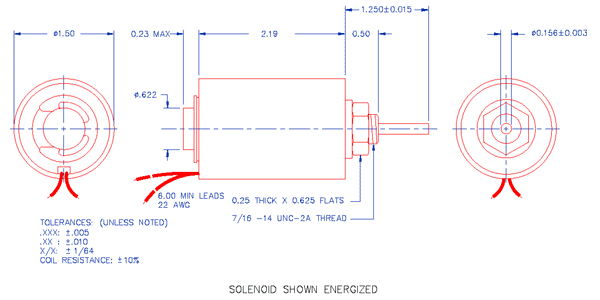 Specifications for Solenoid, Tubular,  Push Type SOTUH038056