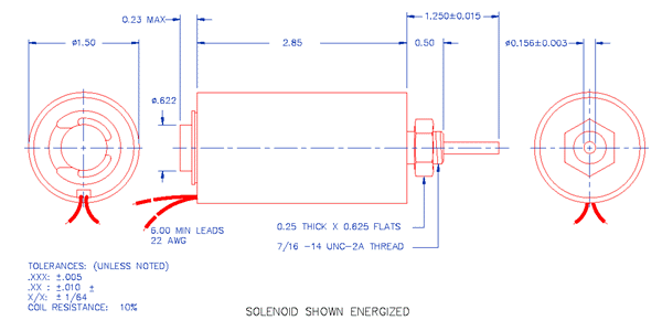 Specifications for Solenoid, Tubular,  Push Type SOTUH038072