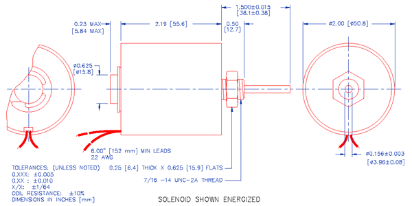 Specifications for Solenoid, Tubular,  Push Type SOTUH051056