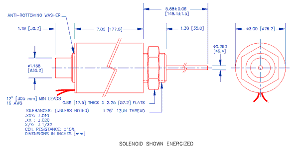 Specifications for Solenoid, Tubular,  Push Type SOTUH076178
