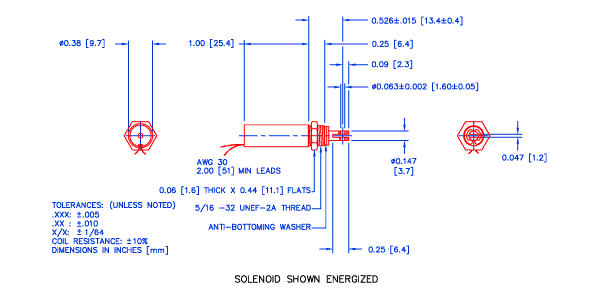 Specifications for Solenoid, Tubular,  Pull Type SOTUL010025