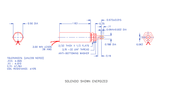 Specifications for Solenoid, Tubular,  Pull Type SOTUL013041