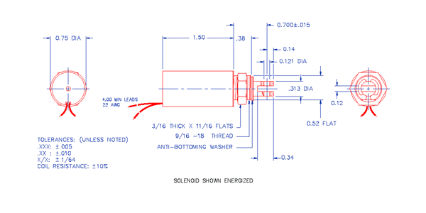 Specifications for Solenoid, Tubular,  Pull Type SOTUL019038