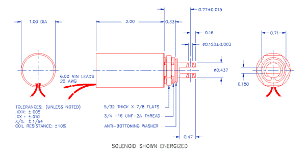Specifications for Solenoid, Tubular,  Pull Type SOTUL025051