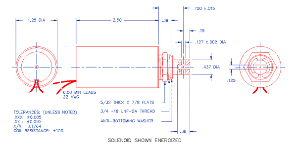 Specifications for Solenoid, Tubular,  Pull Type SOTUL032064