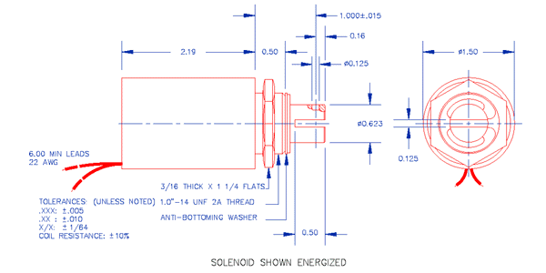 Specifications for Solenoid, Tubular,  Pull Type SOTUL038056