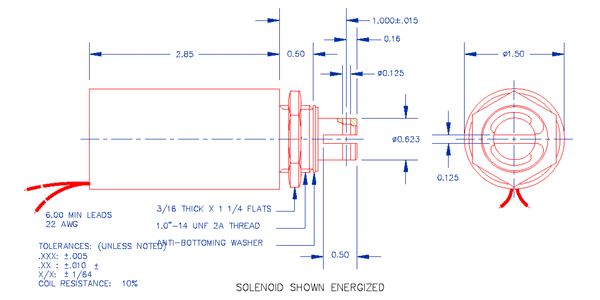 Specifications for Solenoid, Tubular,  Pull Type SOTUL038072