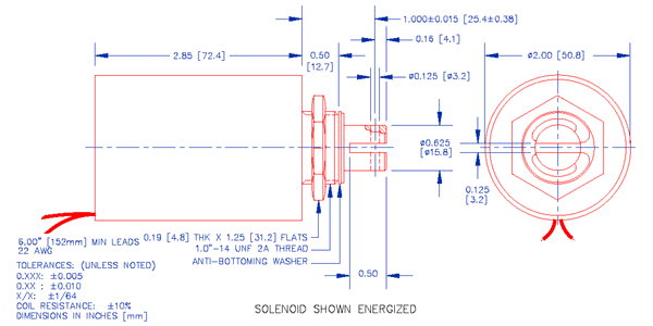 Specifications for Solenoid, Tubular,  Pull Type, SOTUL051072