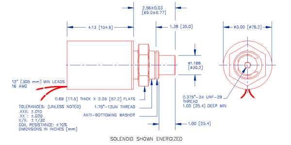 Specifications for Solenoid, Tubular,  Pull Type SOTUL076105