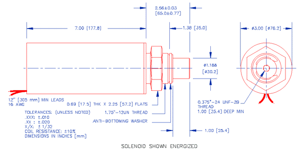 Specifications for Solenoid, Tubular,  Pull Type SOTUL076178
